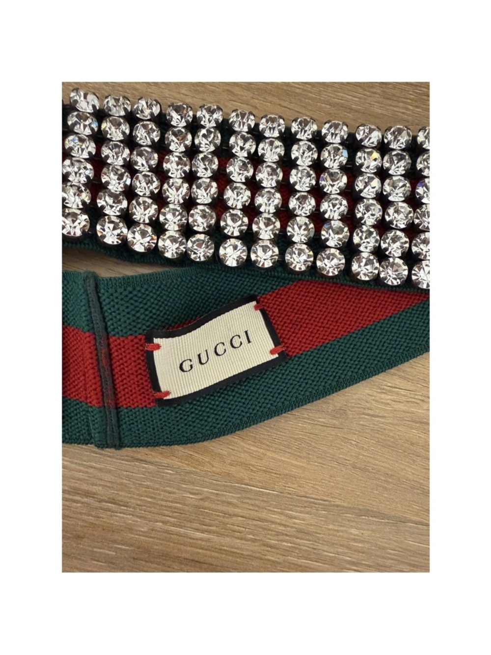 Gucci Crystal & Green-Red Web Headband - Picture 4 of 4